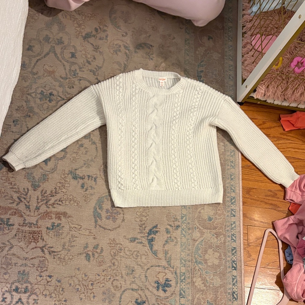 Cat & Jack Cream Cable Knit Sweater